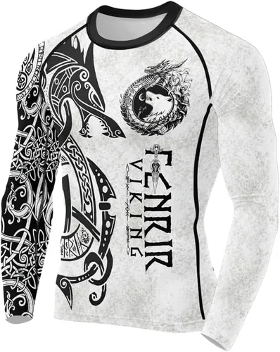 Miniatura 2 de FORMONIES POD Viking - Camiseta de compresión para hombre, manga larga, capa base para jiu jitsu