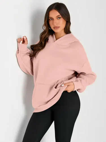 Miniatura 192 de Trendy Queen - Sudaderas extragrandes con capucha para mujer, suéteres de manga larga, sin botones, de vellón, de otoño, ropa de invierno