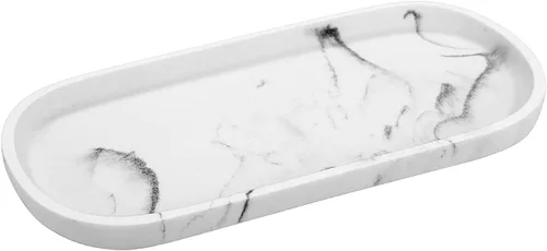 Miniatura 7 de Emibele Organizador de joyas, bandeja ovalada de resina, bandeja de tocador de baño, cocina, tocador, bandeja de joyería, soporte para anillos