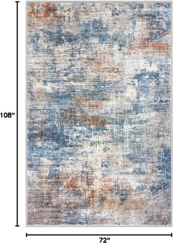 Miniatura 743 de IOHOUZE Alfombra abstracta lavable de 3 x 12 pies para pasillos, antideslizante para cocina, camino de entrada de lana sintética para interiores