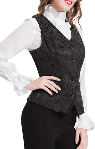 Miniatura 4 de GRACE KARIN Chaleco Waistcoat para Mujer Vestido Vintage Steampunk Chaqueta Jacquard