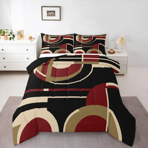 Miniatura 9 de Feelyou Juego de ropa de cama abstracta suave para niños y niñas, juego de edredón geométrico tamaño individual, edredón de rayas de microfibra