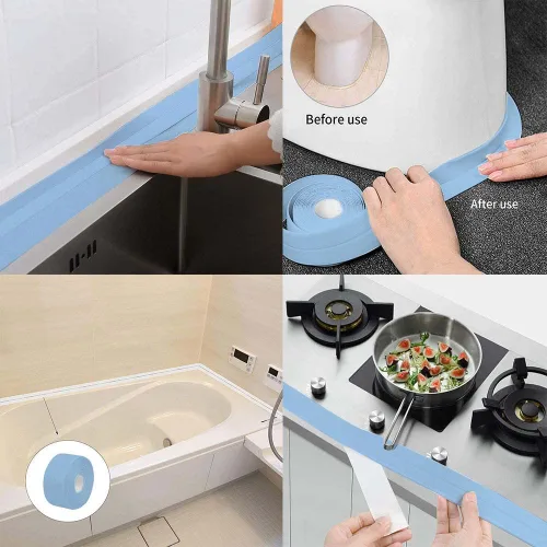 Miniatura 4 de Cinta selladora para calafateo de baño y cocina, cinta adhesiva de PVC para sellar la bañera y las paredes, sellador para azulejos de ducha (azul)
