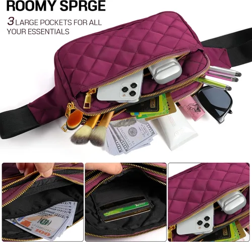 Miniatura 3 de CXWMZY Cangureras para mujeres y hombres, lindas bolsas de cintura para niñas, niños y adolescentes, bolsa de cadera con múltiples bolsillos y Rojo