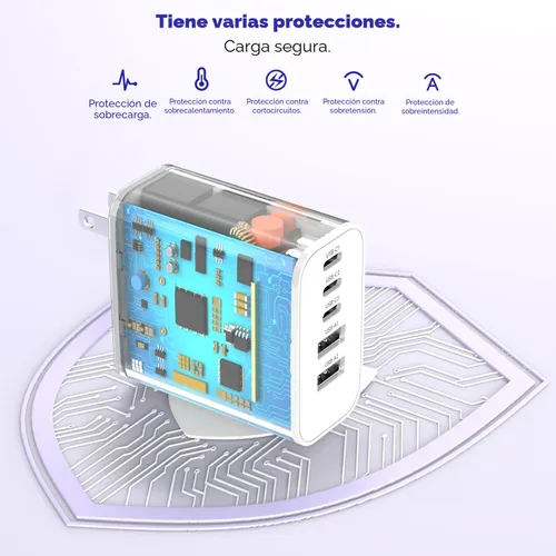 Miniatura 5 de Bloque de carga rápida para iPhone 17/16, paquete de 2 bloques de carga USB de 60 W, adaptador de carga de 5 puertos para Apple iPhone cargador