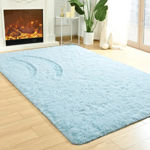 Miniatura 30 de Merelax Alfombra Moderna Suave y Esponjosa Shaggy para Dormitorio Sala de Estar Decoración de Sillas Pequeñas Alfombras Tapetes para Pies Piso, Verde