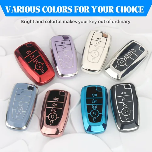 Miniatura 6 de QBUC para Ford Funda para llavero con llavero, Funda de TPU suave para llave de coche Compatible con Ford Fusion F150 F250 F350 F450 F550 Edge