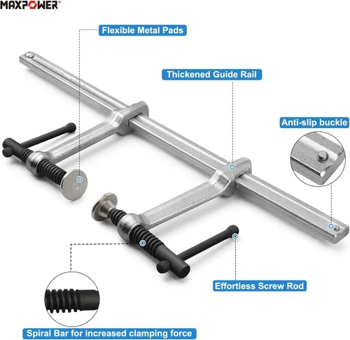 Miniatura 3 de MAXPOWER Abrazadera F multifuncional,Abrazadera de barra de soldadura de doble fuerza de 15 3/4" - Fuerza de sujeción máxima 1200 libras, abrazadera