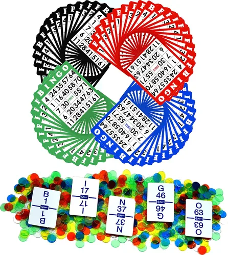 Regal Bingo - Juego de tarjetas de bingo y fichas reutilizables – 50 cartas de juego estándar, 50 tarjetas de llamada y 500 fichas de bingo Conjunto