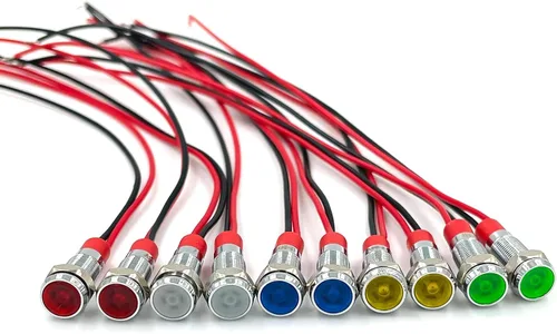 Luz indicadora LED metálica de 6 mm, pequeña, 12 V, impermeable, lámpara de señal de 24 voltios, luces de salpicadero, precableada, eléctrica