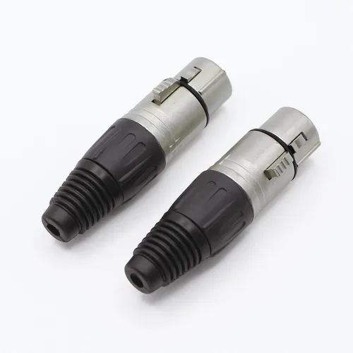 Miniatura 4 de Conector de cable XLR de 4 pines XLR de 4 pines hembra Conector de conector de cable de micrófono Adaptador de audio para micrófono, negro+plata