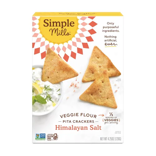 Miniatura 9 de Simple Mills Veggie Pita Crackers, hierbas mediterráneas, sin gluten, veganas, bocadillos saludables, aptas para paleo, 4.25 onzas (paquete de 6)