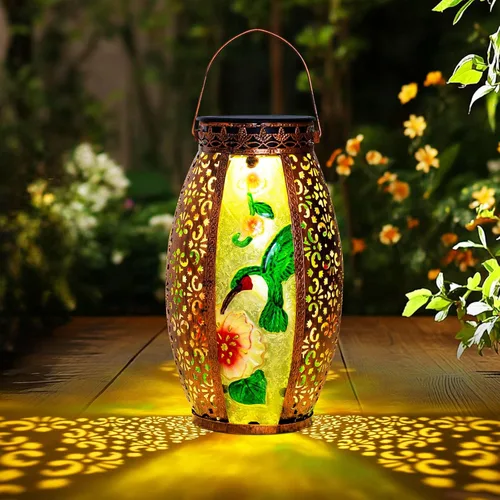 Miniatura 11 de Lámpara Solar de Colibrí Larekook para Exteriores Impermeable, Lámpara Colgante Grande de Metal de 13" Decorativa, Luces Solares de Colibrí