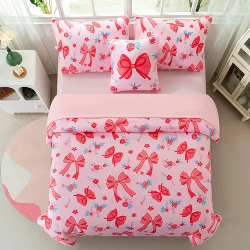 Miniatura 14 de Juego de edredón individual de 6 piezas para niñas, ropa de cama de mariposa rosa, juegos de edredón de mariposa con sábanas para niños