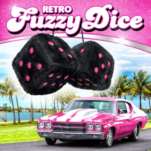 Miniatura 2 de Dados Peludos Negros Accesorios para Automóvil – Accesorios de Coche de Felpa Rosa Lindos para Interior – Adornos Decorativos Colgantes de Felpa