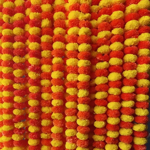 Miniatura 9 de 10 guirnaldas de caléndula de 5 pies Decoración de manto de boda indio/americano, guirnaldas de imitación, decoración de Diwali, arbusto floral