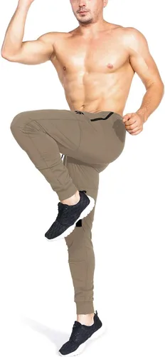 Miniatura 4 de ZENWILL Pantalones de entrenamiento cónicos para hombre, pantalones deportivos de entrenamiento ajustados con bolsillos con cremallera