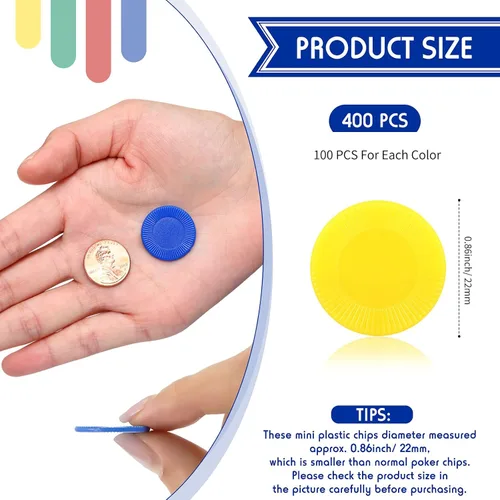 Miniatura 2 de Skylety 400 fichas de póquer de plástico Fichas de juego de 4 colores para niños jugando aprendiendo matemáticas contando juegos de bingo tarjeta