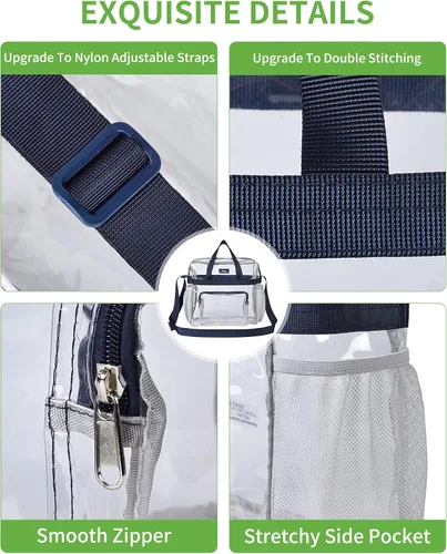 Miniatura 73 de MAY TREE Bolsa transparente para eventos en estadios de 12 x 6 x 12 pulgadas, bolsa de almuerzo transparente con correas reforzadas para trabajo