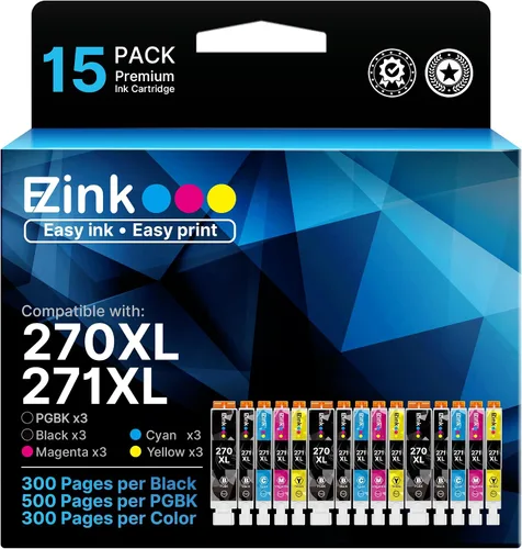 E-Z Ink Tinta PGI-270XL CLI-271XL de 5 colores compatible con cartuchos de tinta Canon 270 271 XL para usar con Canon Pixma TS6020 MG6821 MG5720