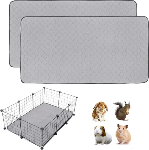 Miniatura 27 de Paquete de 2 forros para jaula de cobayas LWYMX, 24'' X 48'', almohadillas lavables para orina de cobayas, alfombrilla antideslizante reutilizable