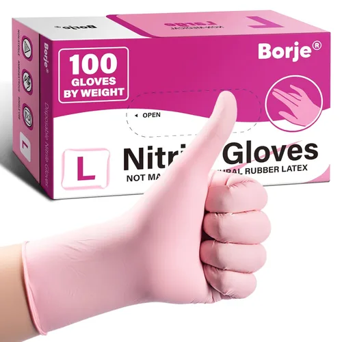 Miniatura 11 de Guantes de nitrilo Borje grandes, 100 guantes desechables, negros, sin látex y sin polvo, para examen médico, aptos para alimentos, limpieza, cocina