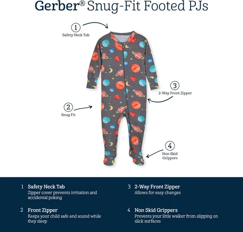 Miniatura 5 de Gerber Unisex Baby Toddler Buttery-Soft Snug Fit Footed Pajamas with Viscose Made with Eucalyptus