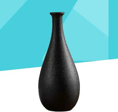 Miniatura 4 de ARTIBETTER Jarrón de cerámica negro de 7.87 x 3.34 pulgadas, simple jarrón decorativo para el hogar, oficina, escritorio, arreglos florales