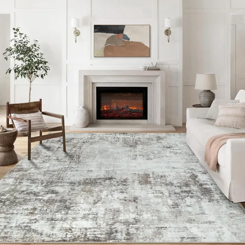 Miniatura 26 de Alfombra lavable de 4 x 6 pies para sala de estar, alfombra grande moderna para comedor y dormitorio, antideslizante, pelo bajo, 4 x 6 pulgadas