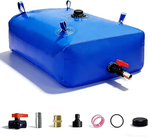 GHOSOONE Tanque Vejiga de Agua de 240 L/63 Gal, Contenedor de Almacenamiento de Agua Portátil Plegable, Bolsa de Agua de Emergencia para RV, Azul