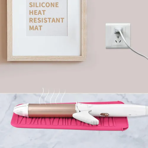 Miniatura 6 de Alfombrilla de silicona resistente al calor para alisadora de pelo, plancha de prensado, rizador de pelo, varita para rizar, plancha plana, plancha