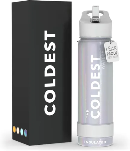 Miniatura 16 de Coldest - Botella para agua con tapa que incluye pajilla, térmica y metálica (acero inoxidable), para hombres y mujeres, color morado
