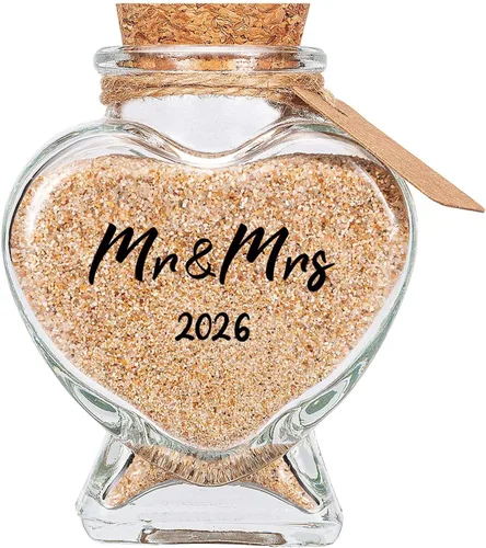 Mr&Mrs - Tarro de recuerdo de arena 2026, despedida de soltera, boda, compromiso, luna de miel, regalo de viaje para parejas, recién casados,