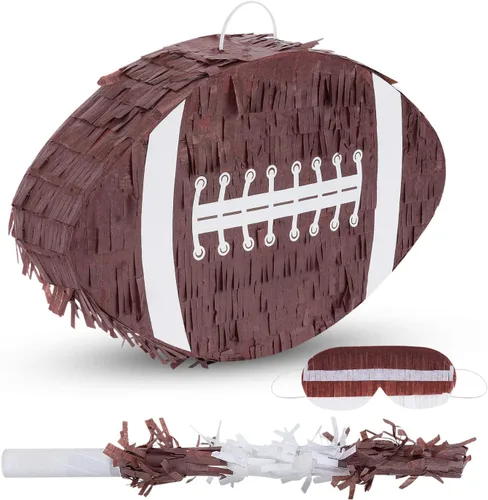 Miniatura 19 de Paquete de piñata de baloncesto de Birchio con venda y bate (13 x 13 x 4 Pulgadas), piñata de balón de fútbol para fiesta de cumpleaños de niños