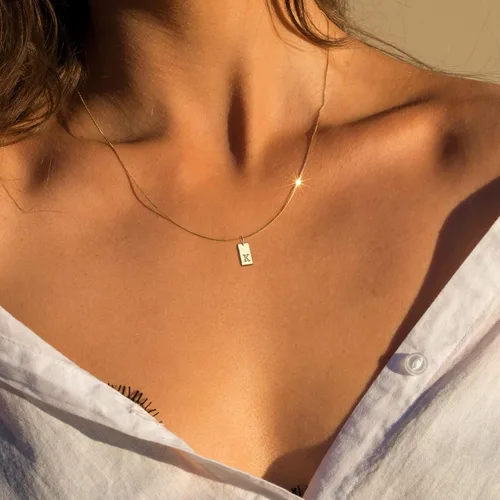 Miniatura 4 de KOHOTA Collares con inicial para mujer, chapado en oro de 14 quilates, collar con letra con nombre, delicado collar con dije de inicial, joyería
