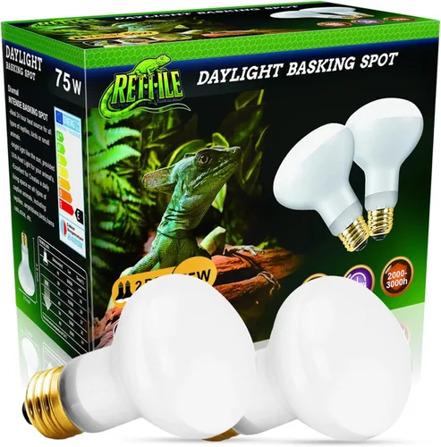 Lámpara de calor para reptiles de 75 W, paquete de 2 bombillas UVA con base E26 para lagartos, tortugas, serpientes y anfibios