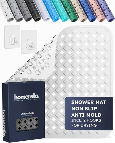 Miniatura 22 de homerella Tapete de ducha antideslizante antideslizante para cabina de ducha interior, tapete de ducha antideslizante cuadrado de 21 x 21 pulgadas