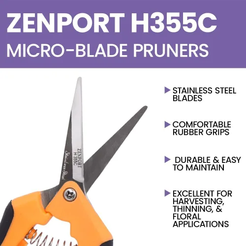 Miniatura 4 de Zenport Podadora curvada hidropónica de Microblade H355C, hoja de acero inoxidable