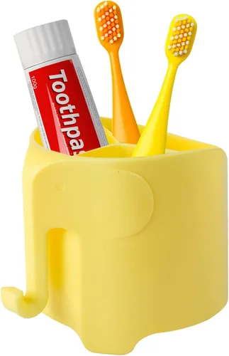 Miniatura 8 de Soporte para cepillo de dientes de elefante para niños pequeños, con ventosa, bonito soporte para cepillos de dientes para niños, para baño, con 3
