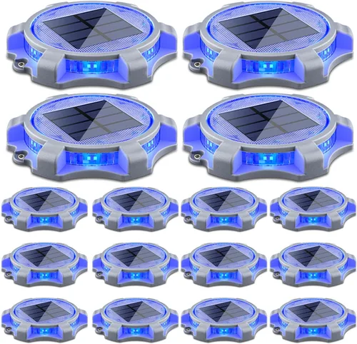 Miniatura 13 de SIEDiNLAR Luces solares para cubierta al aire libre, 2 modos, muelle LED, marcadores de entrada, luz impermeable para escalones, pasarela, escalera