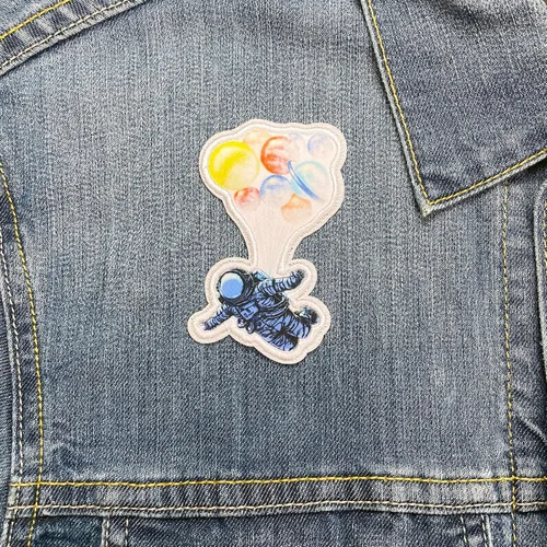 Miniatura 2 de Parches de astronauta para planchar, parches de jeans espaciales para planchar, hombrecito espacial volador con globos bordados, parches