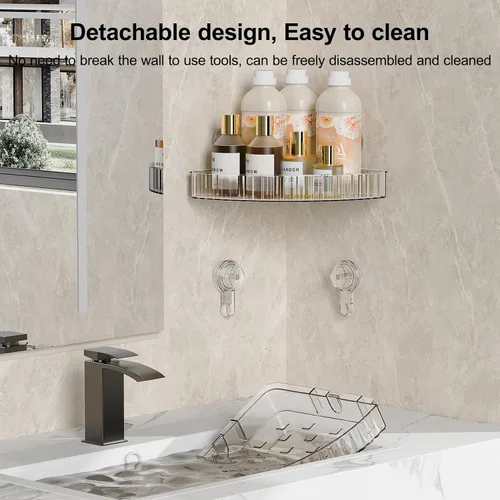Miniatura 2 de Organizador de ducha esquinero con ventosa para baño, decoración del hogar y cocina, sin capacidad de perforación, estantes de ducha extraíbles