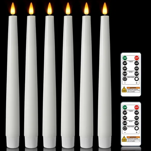 Miniatura 8 de Homemory Velas cónicas sin llama con cera y temporizador remoto con atenuador, candelabros LED parpadeantes, velas de ventana operadas con batería