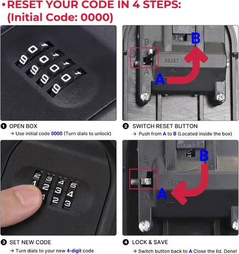 Miniatura 6 de Caja magnética para llaves para debajo del coche, esconde una llave en el exterior con caja de cerradura de combinación, caja fuerte de seguridad