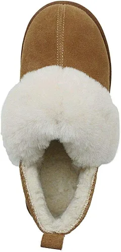 Miniatura 3 de PAMIR Botines de piel de oveja genuina para mujer, botines de espuma viscoelástica para interiores y exteriores, Negro