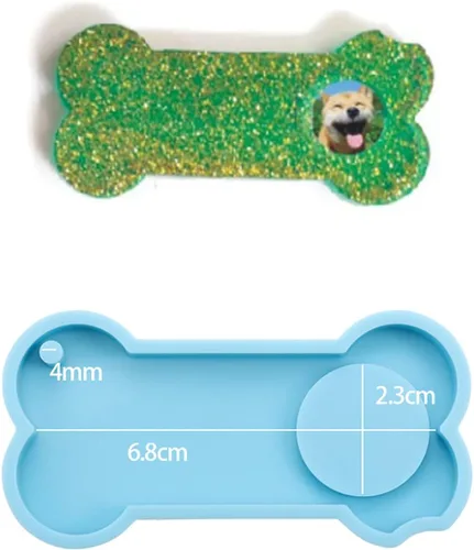 Miniatura 2 de 1-2 unidades/paquete de colgantes de hueso de perro, molde de silicona con forma de pata de mascota, etiqueta colgante de foto de mascotas, moldes