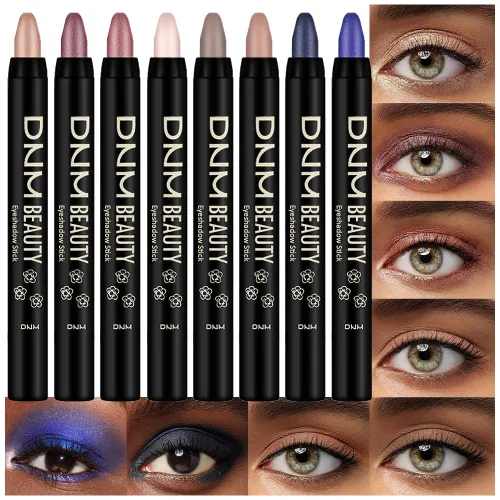 Miniatura 21 de Kaely - Juego de 2 barras de sombra de ojos en crema para ojos, lápiz brillante perla blanca y perla negra, maquillaje brillante de ojos