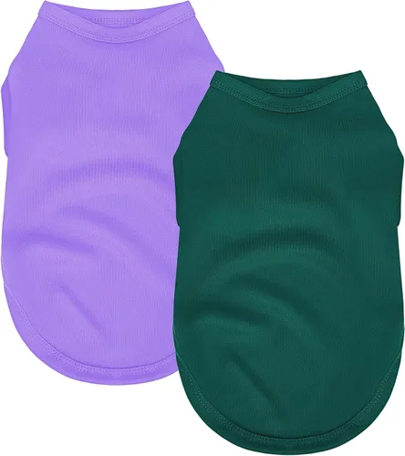 Miniatura 8 de Paquete de 2 camisas para perros de color liso, ligeras, de secado rápido, transpirables, camisetas para mascotas para perros pequeños a grandes