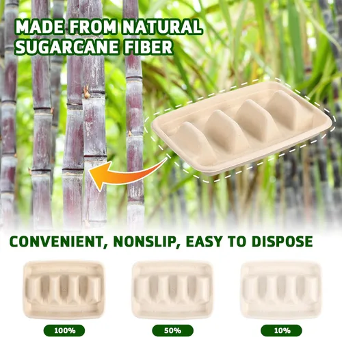 Miniatura 4 de Cabilock 50 platos desechables para tacos con divisores de 8.85 x 6.41 x 1.69 pulgadas, resistentes soportes para tacos para fiestas, bandeja