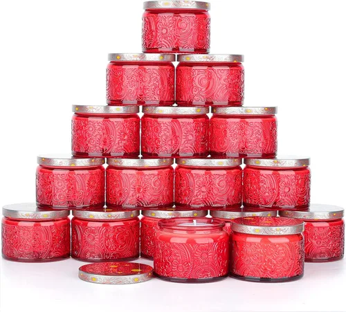 Miniatura 12 de Paquete de 18 unidades de recipientes de vela de vidrio en relieve de 4 onzas con tapas y etiquetas, tarros de vela transparentes para hacer velas